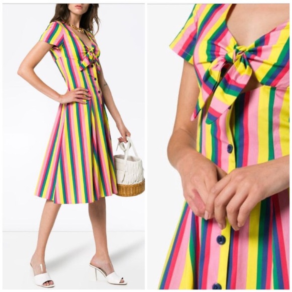 STAUD RAINBOW MIDI DRESS NWT